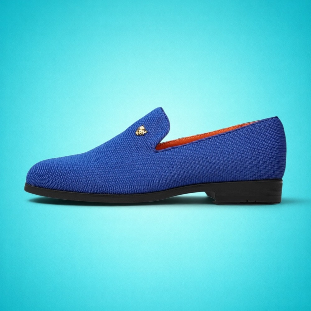 New Men's Stylish Blue Woven Loafers for Party, Dance, Wedding, Size 11 (46)